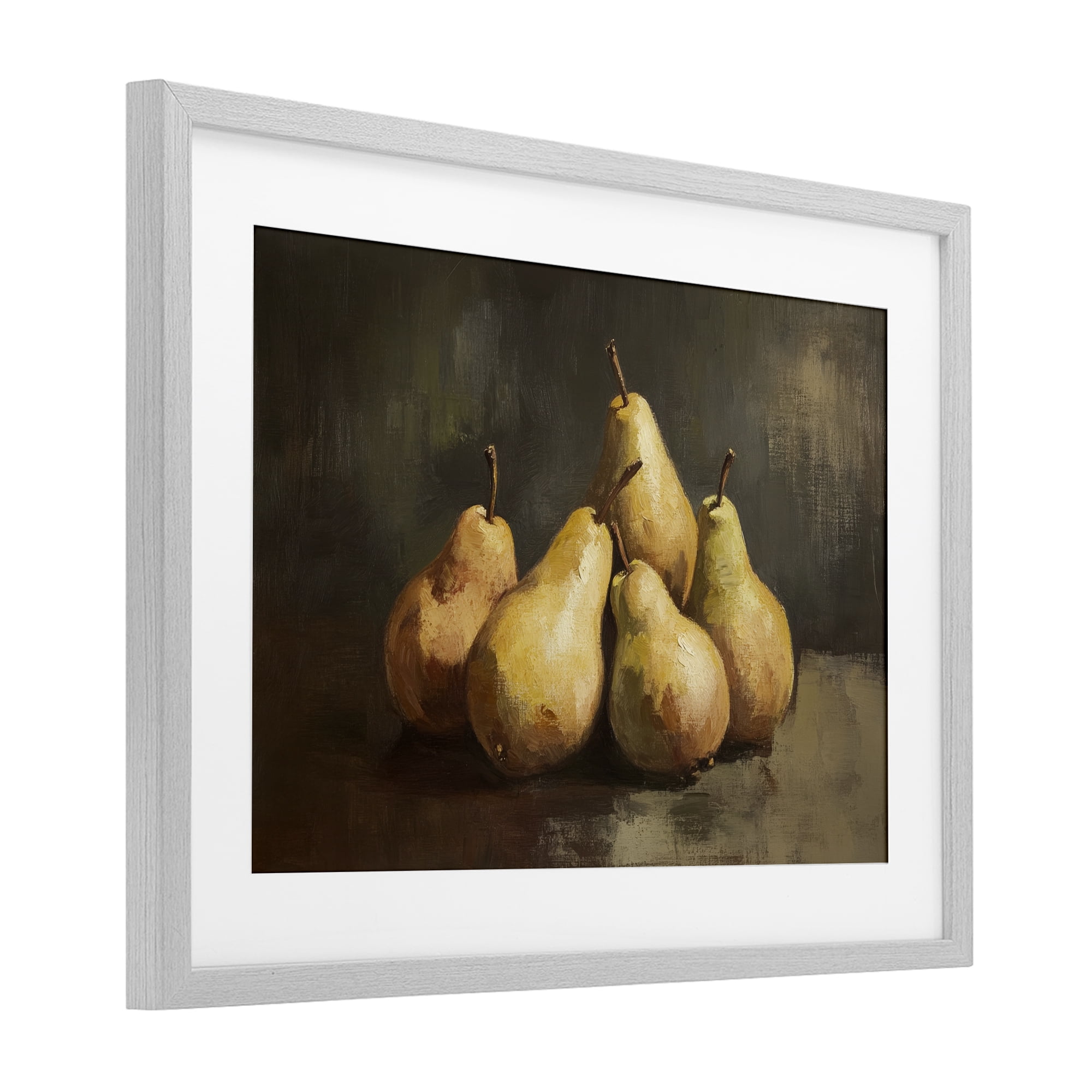 Stupell Industries Golden Pears Still Life Gray Framed Print Under Glass, design by Petal Prints Design