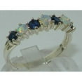 thumbnail image 2 of LBG 14k White Gold Real Genuine Opal & Sapphire Womans Eternity Band Ring - Size 10, 2 of 3