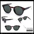 thumbnail image 2 of Round P3 Sunglasses Keyhole Bridge Metal Arms Classic Retro UV400 Tortoise Frame - Green Lens, 2 of 6