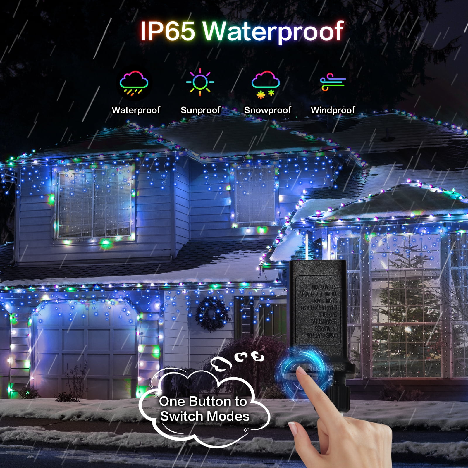678LED Christmas Lights Outdoor, 66FT 8 Modes Icicle Lights for Outside 145 Drops Waterproof Icicle String Lights Plug in Connectable Hanging Lights for Outdoor Roof Indoor House Decor,Blue