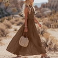 thumbnail image 5 of Ahabrexf Maxi Dress V-Neck Sleeveless Solid Color Casual Long Dress for Women Summer, 5 of 7