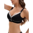 thumbnail image 4 of INSPIRE CHIC Women's Bras Front Closure for Lace Full Coverage V Neck Wirefree Adjustable Straps Soft XL Black, 4 of 4