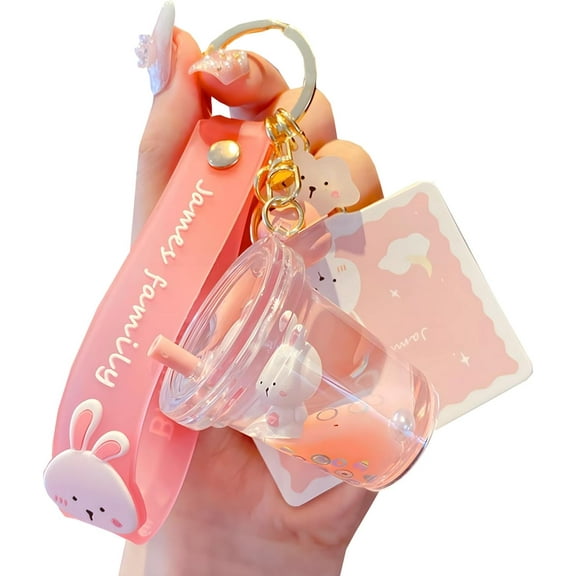 Cute Keychain Animal Liquid Floating Kawaii Keychains Backpack Pendant Charm Wristlet Key Ring for Girl Women