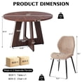 thumbnail image 5 of 5 Piece 47'' Round Dining Table Chairs Set for 4, Farmhouse Oak Kitchen Table with 4 Scandi Mid Century Modern Dinning Room Chairs, Wood Dinner Table &Upholstered Fabric Chairs Set of 4, Brown, 5 of 8