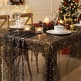 thumbnail image 4 of Sm:)e Silk Gold Foil Gauze Tablecloth Black 60x84 Inch - Glitter Metallic Sheer Table Cover for Dining, Wedding, Party, and Events - Durable & Stylish Home Decor, 4 of 8