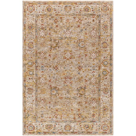 Boutique Rugs Duong Traditional Area Rug - Tan, Light Sage, Mustard - 5' x 7'5"