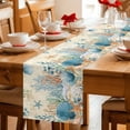 thumbnail image 5 of Teal Blue Coastal Table Runner 90 Inches, Summer Beach Starfish Shell Coral Nautical Retro Bed Runner Dresser Scarves Tabletop for Indoor Outdoor Parties/Ceremony/Banquet, 13" x 90", 5 of 8