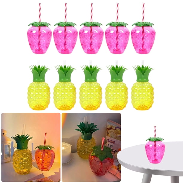 Vasos para Piña Y Fresa Con Vasos Fiesta Con Pajita (vasos Mixtos) 10 Uds.