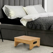 Wooden Step Stool for Adults & Kids, Non-Slip Rubber Feet, 6.5 Inch High, Lightweight Small Step, 400 Lbs Capacity, Bed Step Stool for High Bed, Bathroom & Kitchen, Bamboo