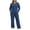 A Navy, variant on Large Size Hungry Ribbed Knitted Suit Women's Shoulder Button Decoration Long Sleeved Top Wide Leg Pants Two-Piece Set Black Xxl