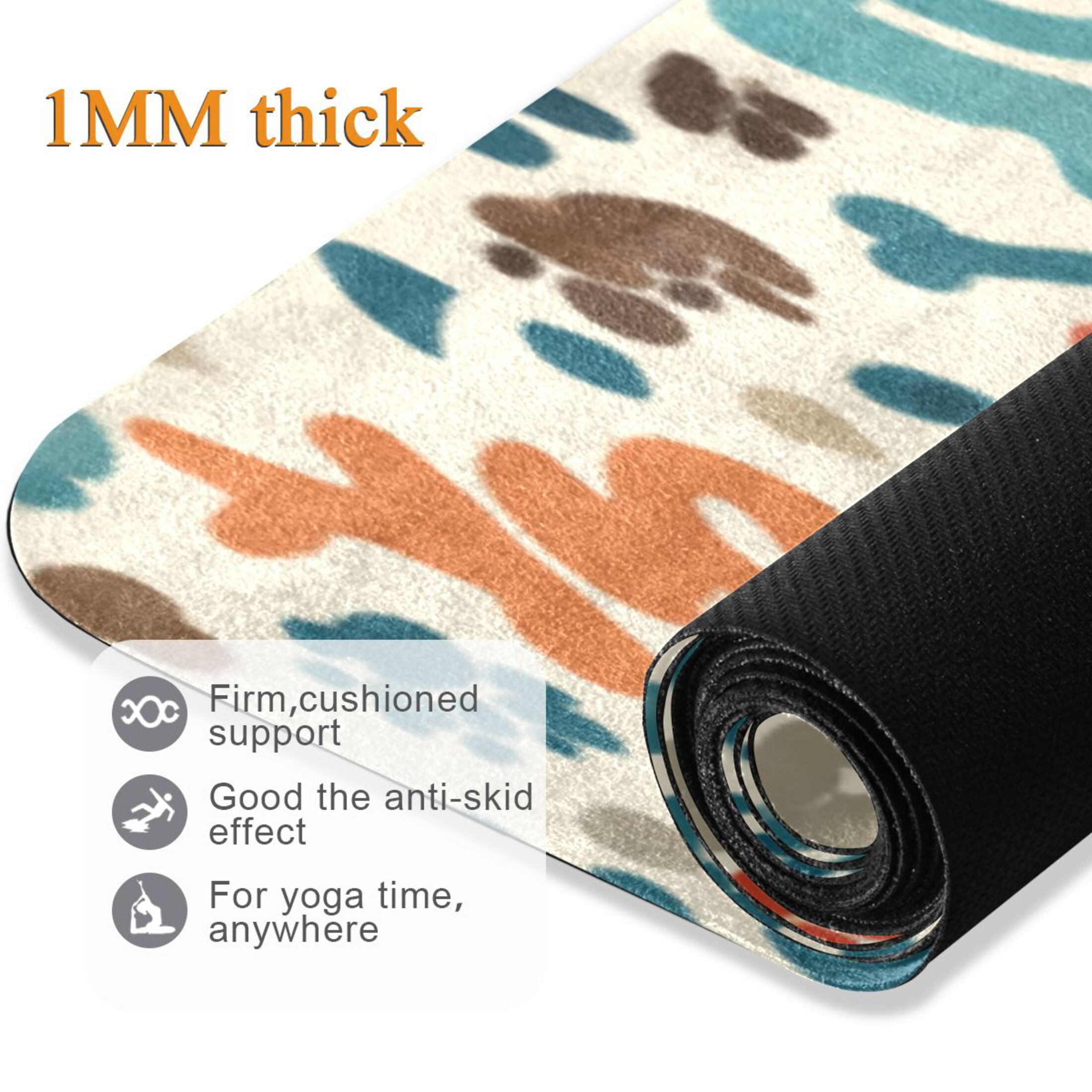 BZSMCE Yoga Mat Women Fitness Mat Vibrant Woof Paw Party Pattern