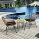 thumbnail image 2 of Costway Juego de 3 Piezas Muebles de Mimbre de Bistro de Conversación de Patio Mesa Redonda de Vidrio 2 Sillones Cojines para Jardín Piscina, 2 of 7