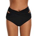 thumbnail image 2 of Women's High Waisted Swim Bottoms Waist Pants Bottoms Control Ruched Briefs Tummy Bikini High Swimsuit Swimwears, 2 of 3