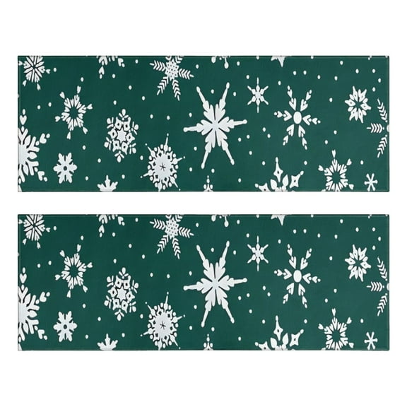 Kitchen Rugs Sets Of 2,Green Christmas Snowflake Pattern Anti Fatigue Kitchen Mat Rugs Non Slip Washable,Decorative Kitchen Floor Mats for Kitchen,Sink,Laundry,17"X47"