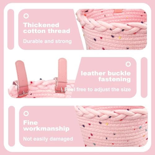 Kids Bike Basket Rope Woven Front Bicycle Basket for Boys Girls Kids Front Handlebar Basket for Scooter,Balance Bikes Cute Bike Basket with Colored Spots