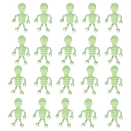 

Hemoton 20pcs Stretchable TPR Rubber Luminous Small Skull Toys for Kids Adults