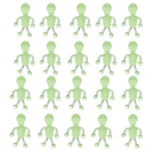 20 piezas de juguetes de calaveras pequeñas luminosas de goma TPR elásticas para niños y adultos