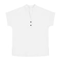 thumbnail image 4 of Girls Cotton Linen Henley Top Summer Blouse Short Sleeve Casual Shirt Solid White for Girls 4-14,Size 7 T, 4 of 9