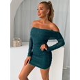 thumbnail image 4 of Glitter Mesh Off-Shoulder Ruched Mini Dress, 4 of 11