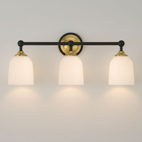 Possini Euro Design Possini Euro Zaragoza 23" Wide Gold and Black 3-Light Bath Light