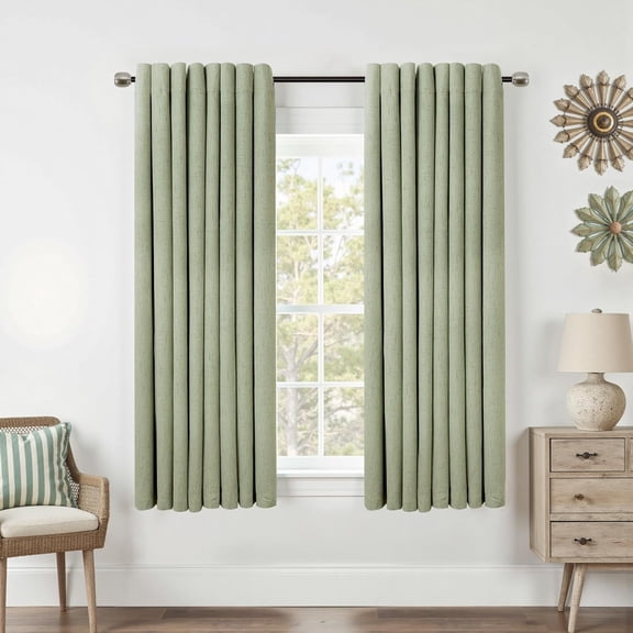 LKYUHGS-Light Sage Grommet Linen Blackout Curtains 52 by 45 for Bedroom
