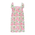 thumbnail image 6 of Taqqpue Women's Square Neck A-Line Sleeveless Mini Dress Summer Floral Print Tie Shoulder Cami Dress Flare Hem Boho Mini Dress Club Party Little Short Sundress, 6 of 8