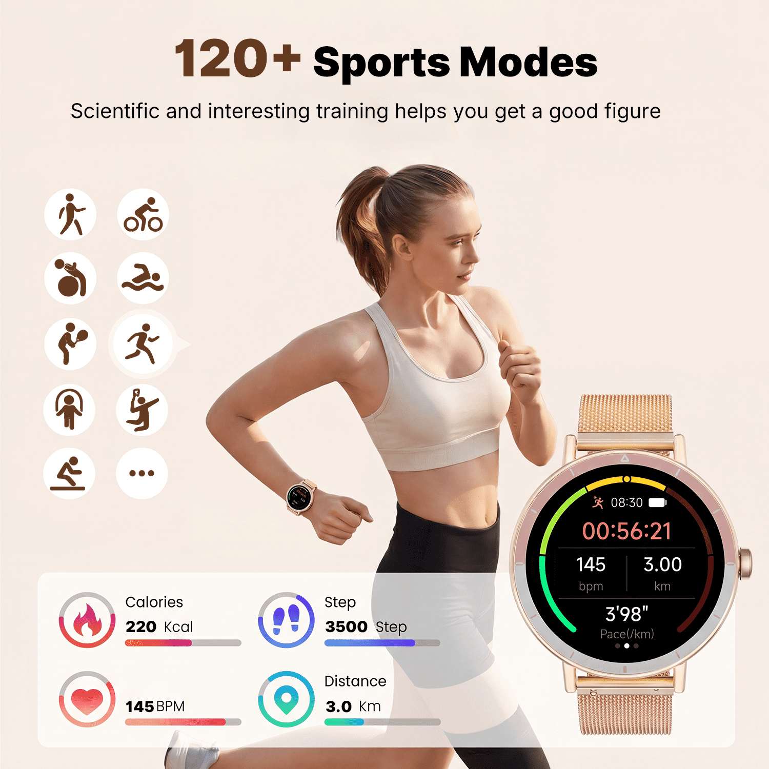 Smart Watch for Women Android/iPhone Devices, IP68 Waterproof Fitness Tracker with Bluetooth Answer/Make Calls, Activity Pedometer/100+ Sports Modes, Perfect Gift
