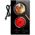 thumbnail image 1 of Jessier 12 Inch Electric Cooktop - 2 Burners Countertop & Built-in Electric Stove Top, 120V Plug in Electric Cooktop, Timer, Child Safety Lock, Over-Temperature Protection, Sensor Touch Control, 1 of 7