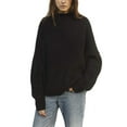 thumbnail image 2 of Women'S Oversized Sweaters Batwing Sleeve Mock Neck Jumper Tops Chunky Knit Pullover Sweater Black L, 2 of 9