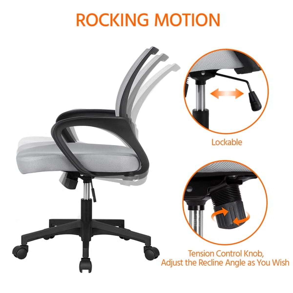 Smile Mart Adjustable Mid Back Mesh Swivel Office Chair with Armrests, Black