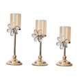 thumbnail image 2 of 3x Candelabro de pilar Candelabro Adornos Candelabro de metal dorado Candelabro Soporte para mesa de festivos en casa Flor transparente, 2 of 9