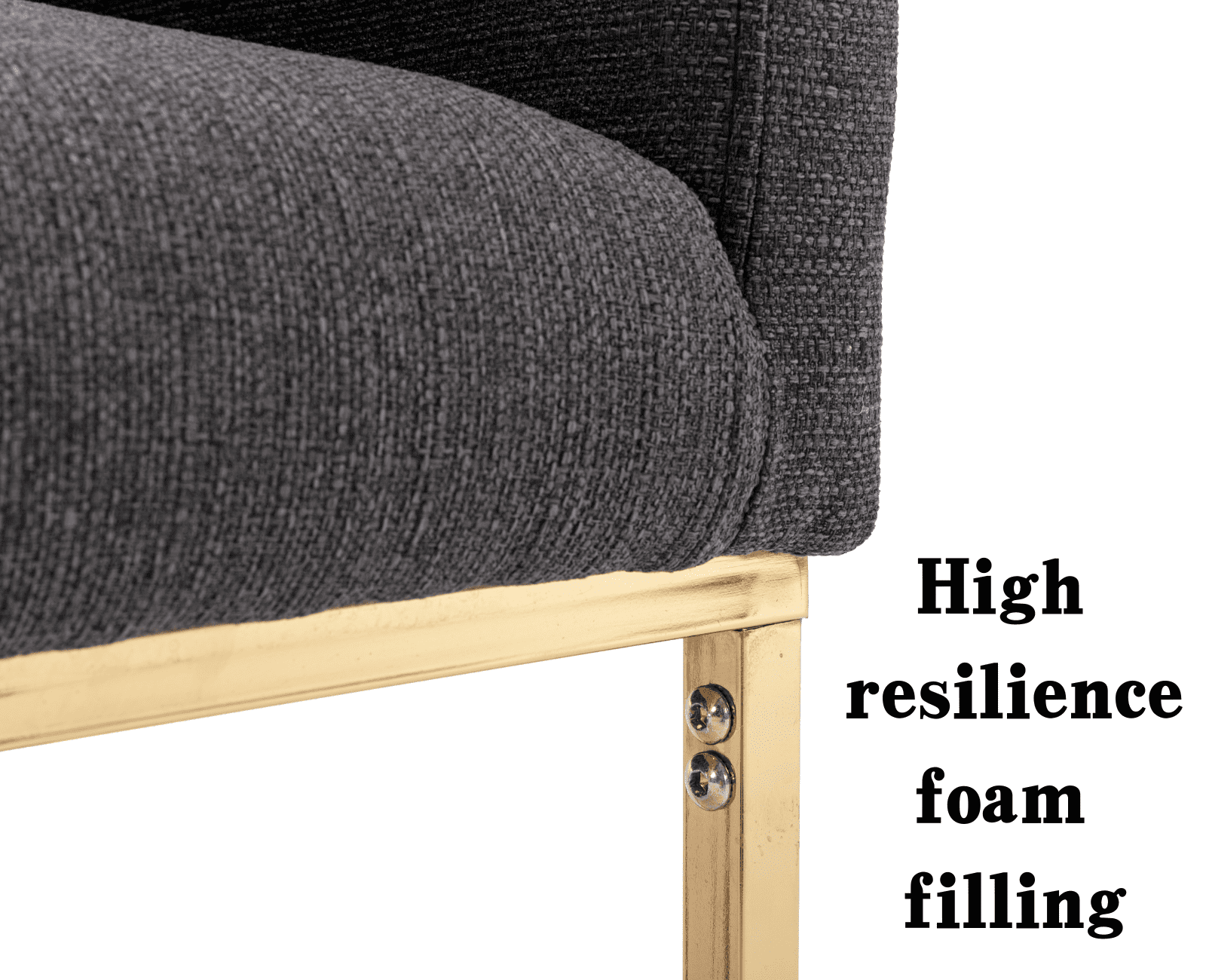 Guyou Modern Linen Dining Chair, Mid-century Upholstered Barrel Kitchen Chairs Fabric Side Chair with Metal Legs and Curved Back for Living Room Dining Room Bedroom, Charcoal