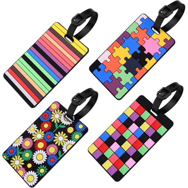 Etiquetas de equipaje, 4 etiquetas de equipaje de pegamento suave, etiquetas de maleta de equipaje, para evitar la pérdida de bolsas y maletas (4PCS)