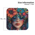thumbnail image 2 of Sigee Bohemian Colorful Flower Woman for Water-Resistant, Heat-Resistant, Non-Slip Leather Coasters Set, Ideal for Coffee Table, Office, Bar, Home Decor-Square, 2 of 6