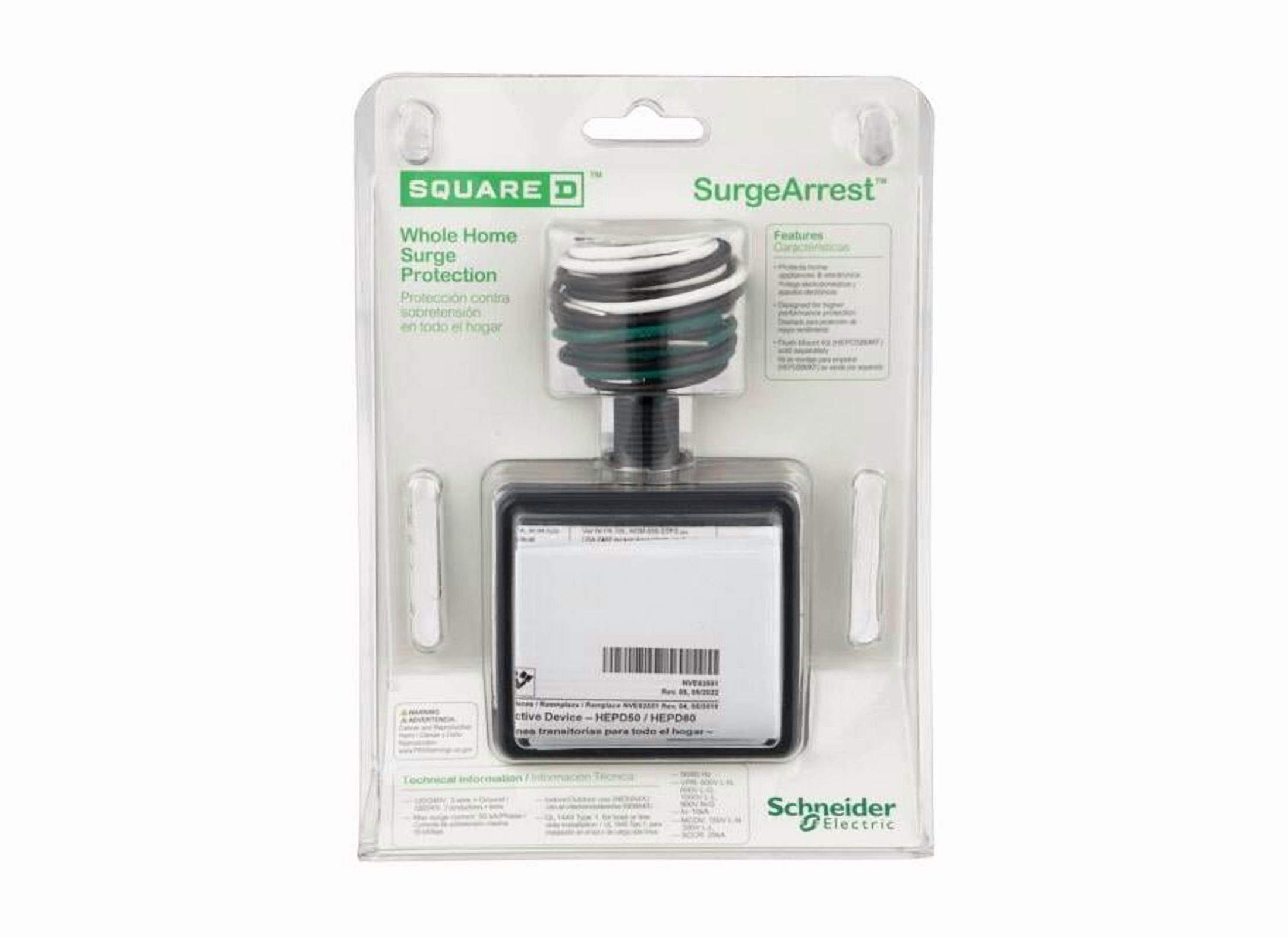 Square D 120V/240V Panel Mounted Whole House Surge Protector HEPD50