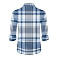 thumbnail image 4 of Dwelliawo Men's Shirt Plaid Flannel Shirts Long Sleeve Button Down Shirt Vintage Loose Shirts Casual Tops with Pocket Royal Blue L, 4 of 4