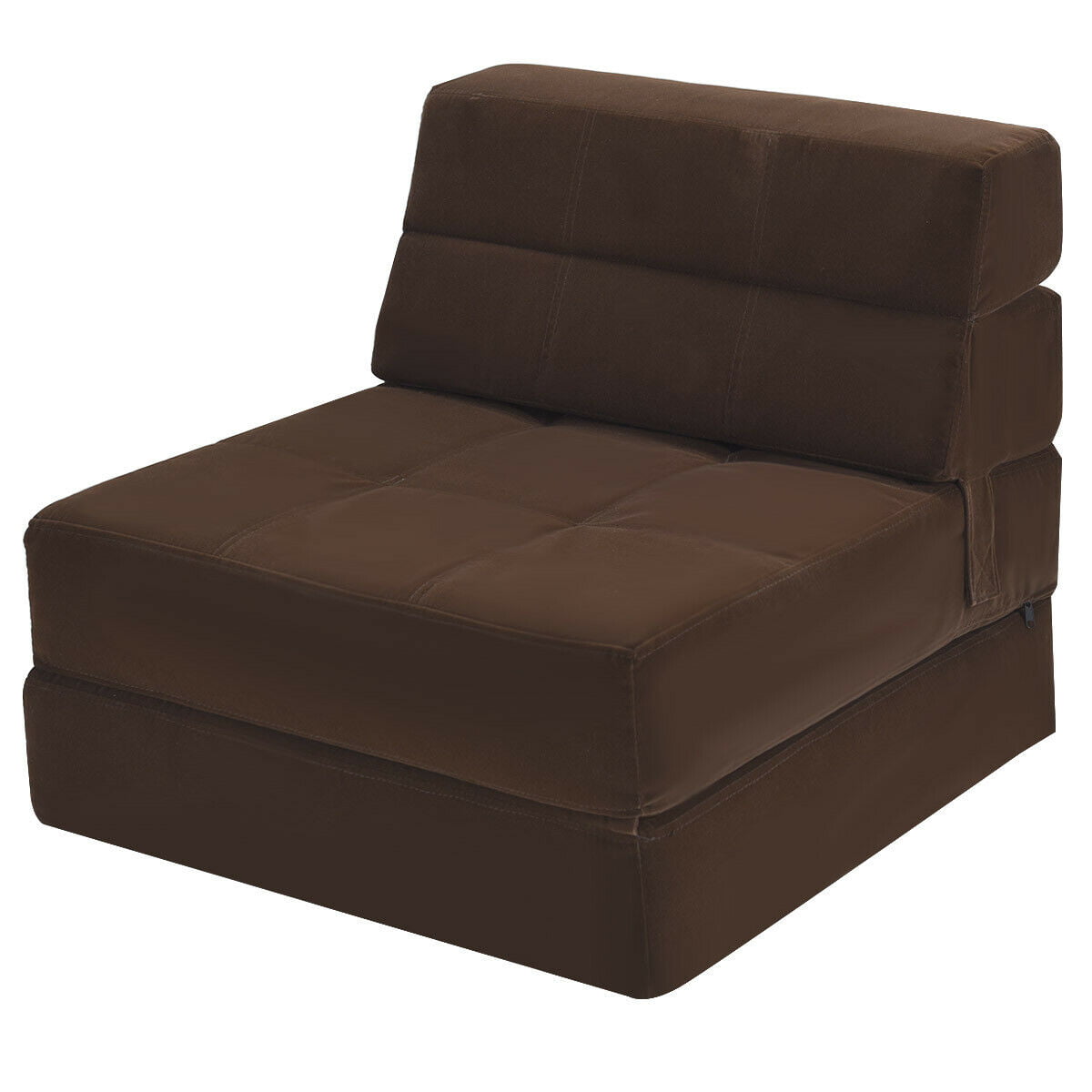Convertible Single Sleeper Sofa Bed Recliner Lounger W/ Pillow Folding Brown 