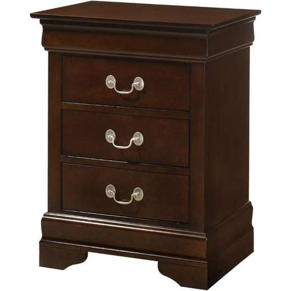 Maklaine Traditional Engineered Wood 3 Drawer Nightstand in Cappuccino