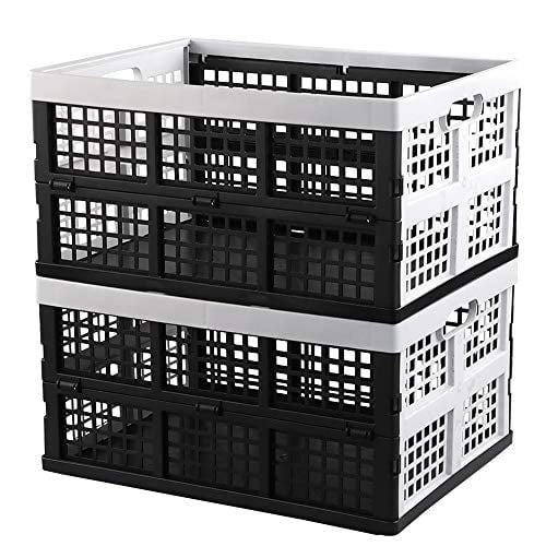 Pack of 6 Cupboard Storage Baskets with Handles Hespapa Black Plastic Basket