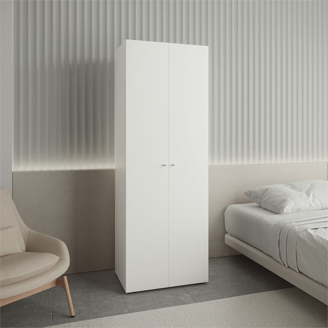 Home 2 Door Closet System Hanging Rod Engineered Wood White