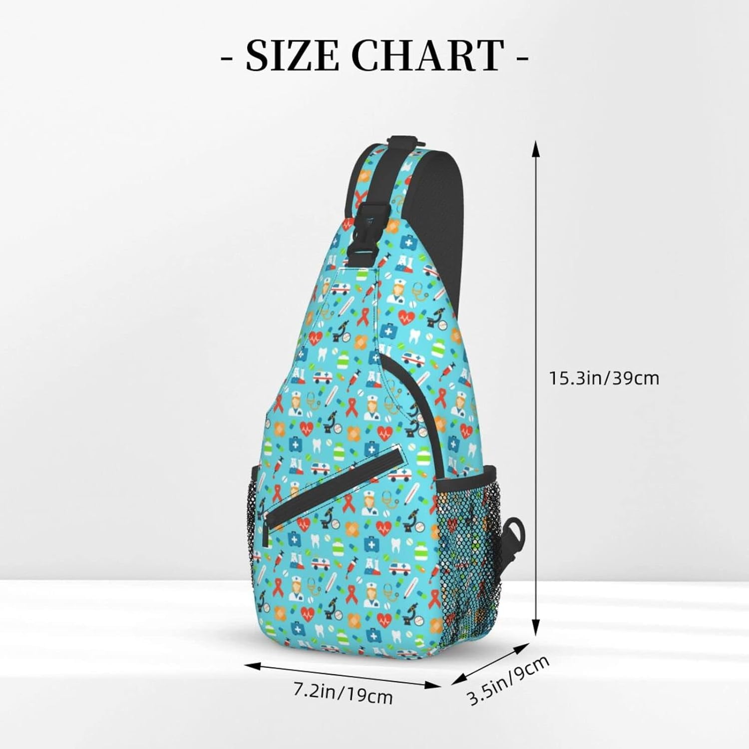 Nursing Theme Pattern Sling Bag Crossbody Hiking Travel Chest Bags Backpack Shoulder Daypack for Women Men
