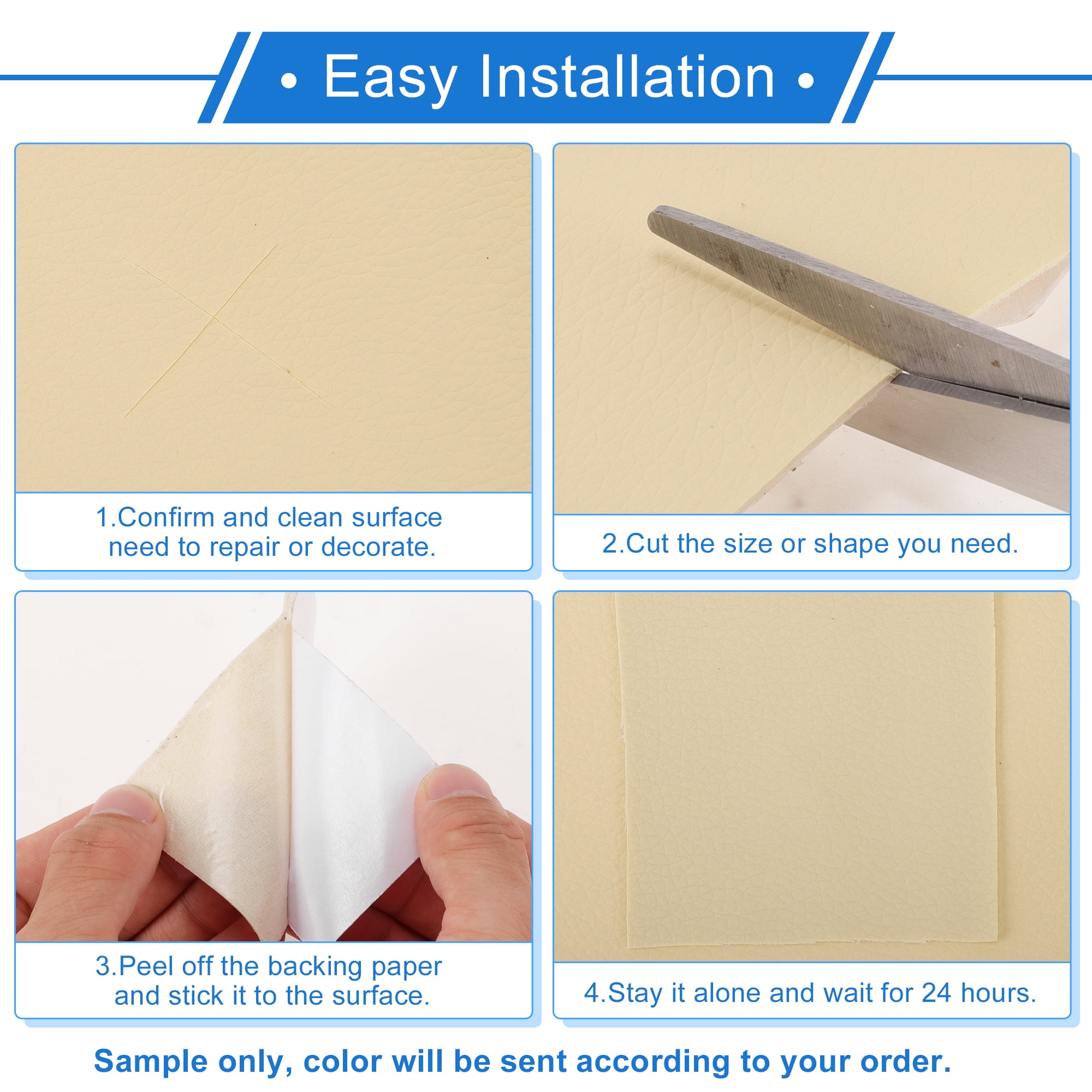 Unique Bargains Self Adhesive Leather Repair Patch Leather Repair Tape for Automotive Car Seat Sofa Couches Chair Interior Trim Beige Yellow 60" x 17"