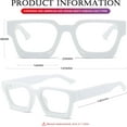 thumbnail image 5 of Square Thick Frame Glasses for Women Men Fashion Blue Light Glasses Trendy Chic Computer Eyeglasses (Black + White), 5 of 12