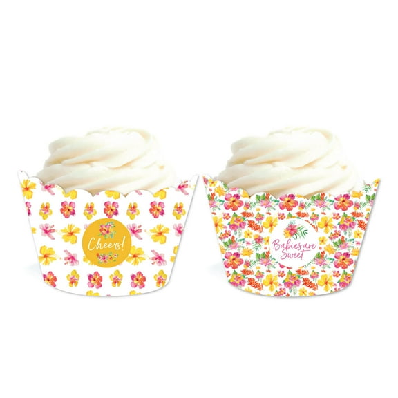 Tropical Floral Garden Party Baby, Cupcake Wrappers, 20-Pack