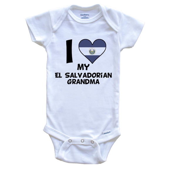 I Heart My El Salvadorian Grandma El Salvador Flag Baby Bodysuit, 0-3 Months White