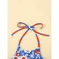 thumbnail image 4 of Toddler Baby Girl 4th of July Outfit Floral Print Sleeveless Halter Crop Vest Top with Flare Pants Set Patriotic Clothes, 4 of 9