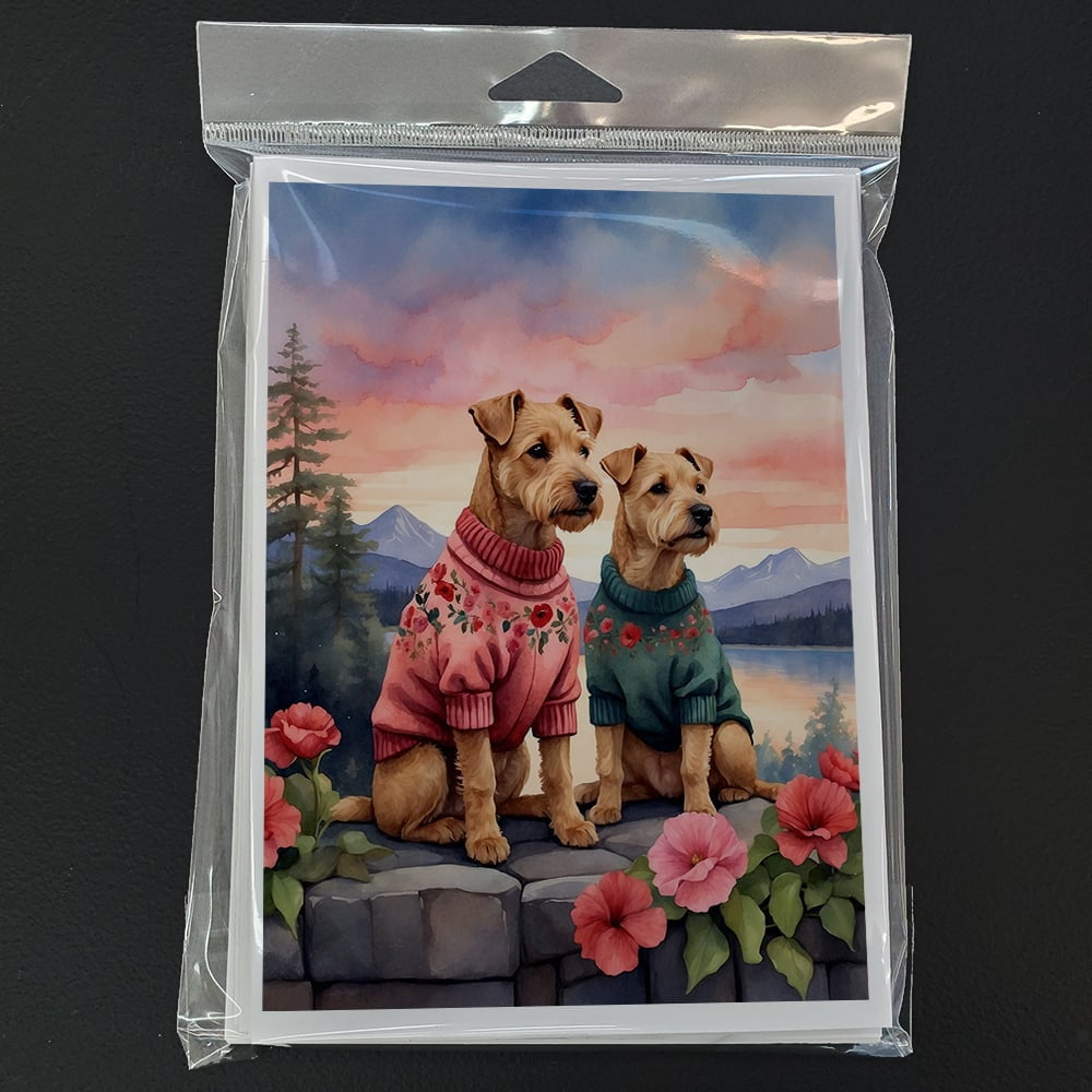 Lakeland Terrier Two Hearts Greeting Cards Pack of 8 7 in x 5 in