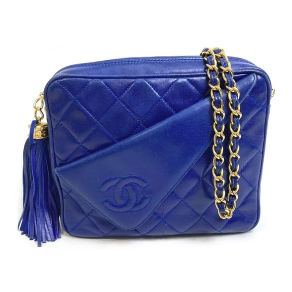 Pre-Owned Chanel CC Mark CC bag shawl Shoulder Bag blue GoldHardware (Fair)