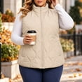 thumbnail image 2 of Cmfcve Womens Plus Size Quilted Vest Stand Collar Sleeveless Puffer Jacket Full Zip Fall Winter Casual Layering Outerwear, 2 of 7