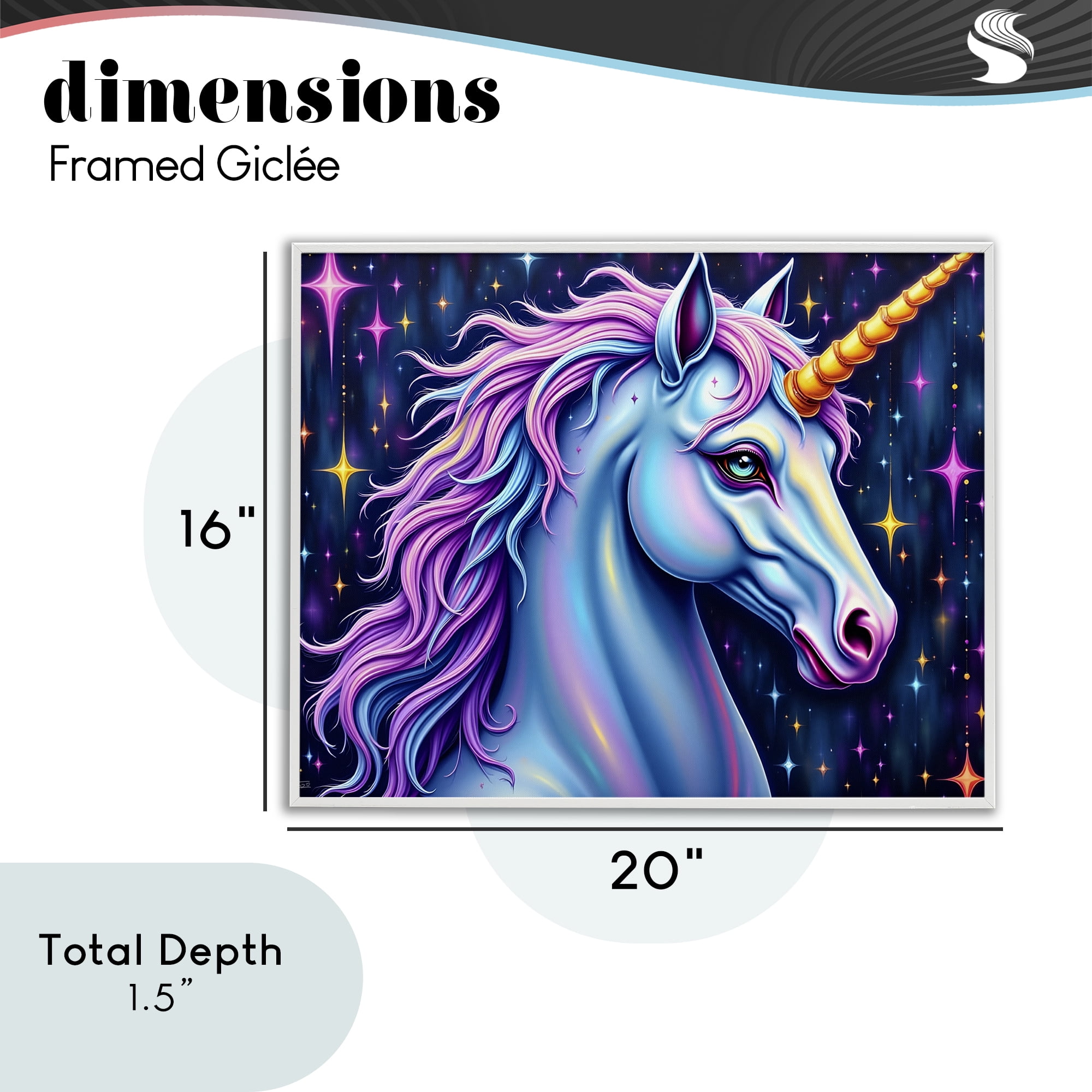 Stupell Industries Star Dancer Unicorn White Framed Giclee Art, design by Tabz Jones
